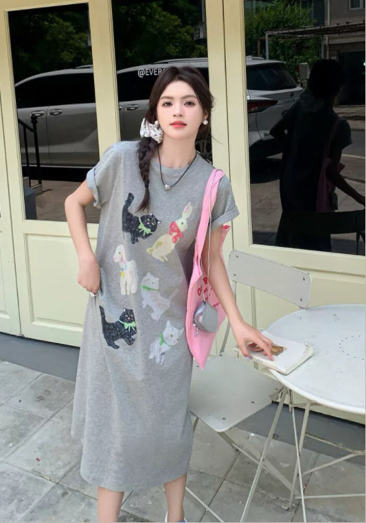 애니멀 프린팅 티셔츠 원
