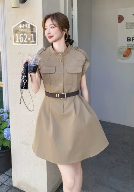 카키 워크웨어 미니스커트
