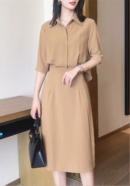 레이어드 아이스 실크 스커트