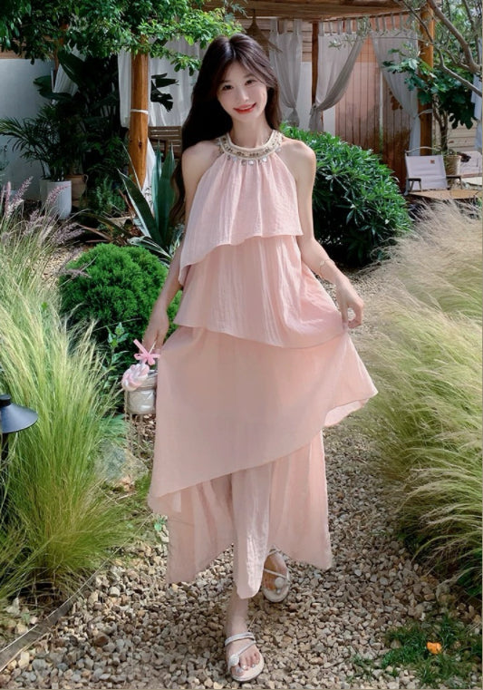 핑크 케이크 스커트