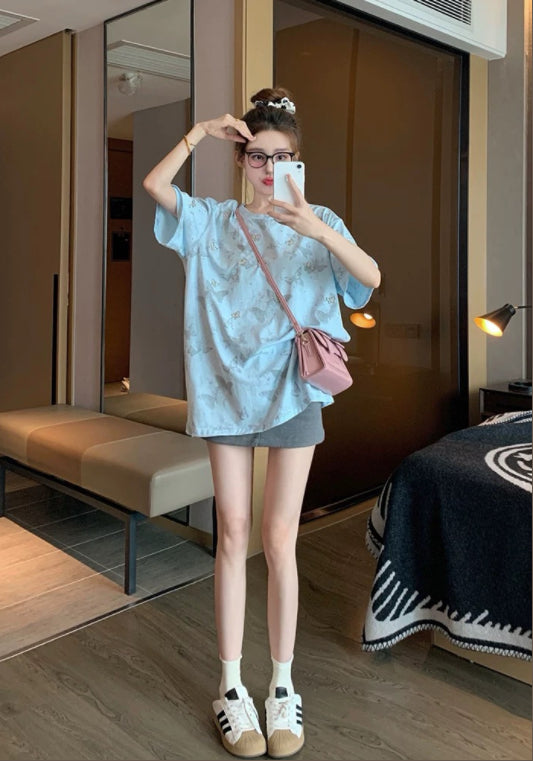 블루 큐빅 티셔츠