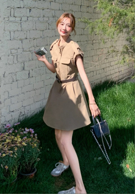 카키 워크웨어 미니스커트