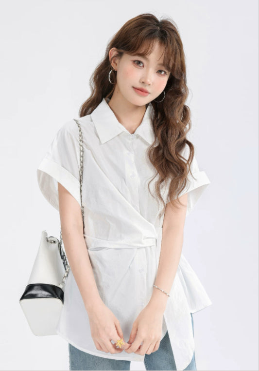 한국 스타일 허리 조절 셔츠