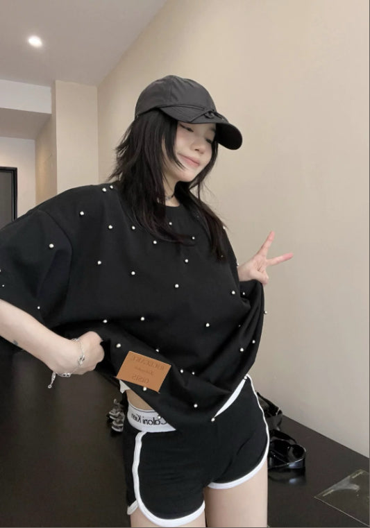 실버 비즈 티셔츠