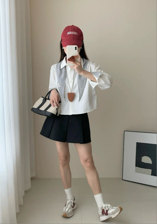 스트라이프 배색 셔츠