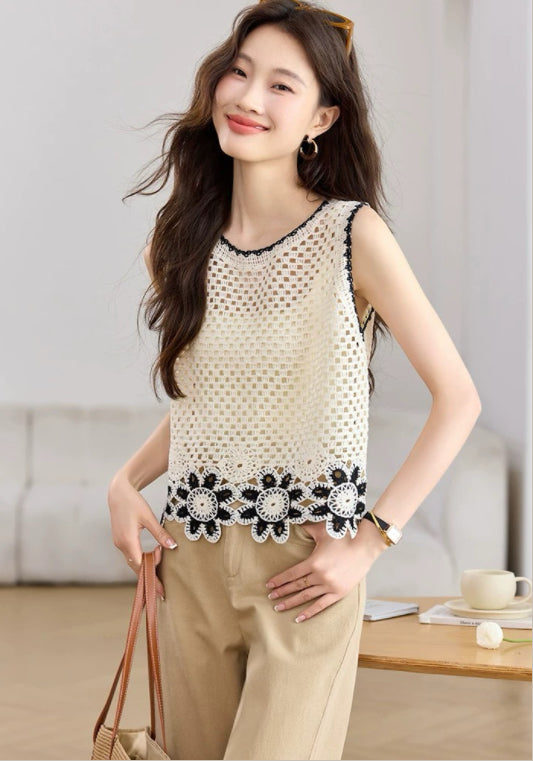 플라워 니트 베스트