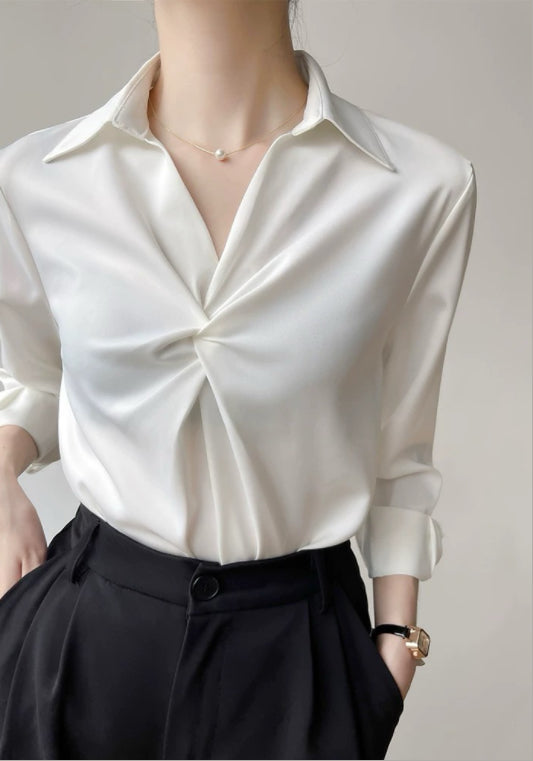 아이스 실크 꼬임 블라우스