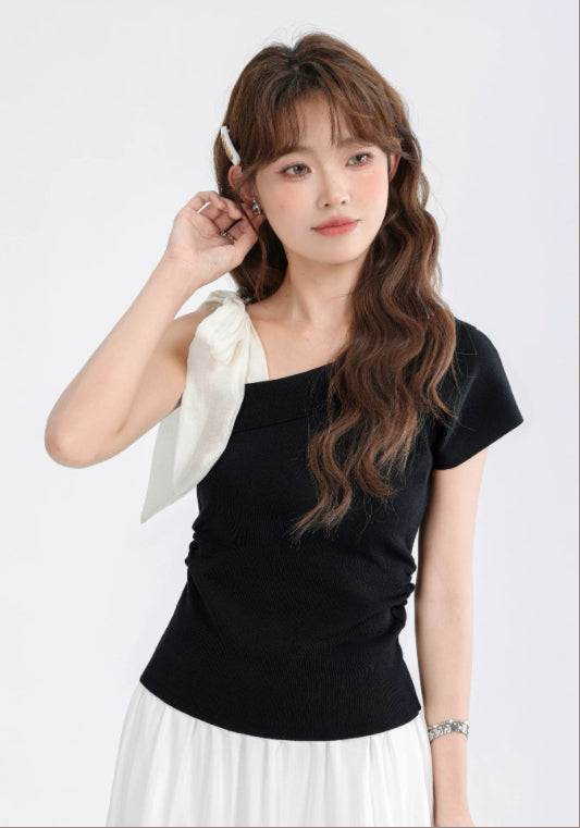 오프숄더 배색 탑