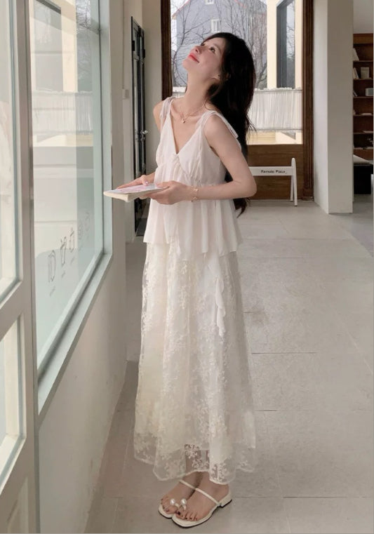 아이보리 레이어드 스커트