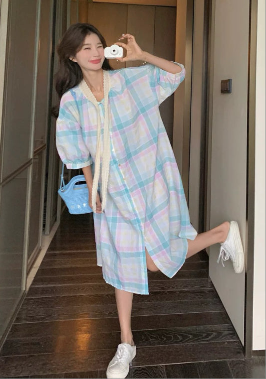 컬러 체크 스커트