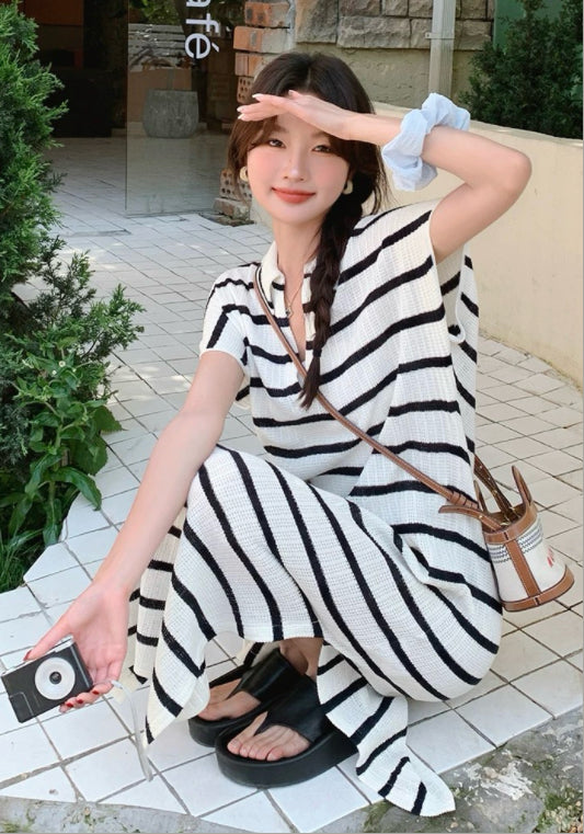 폴로카라 스트라이프 원피스