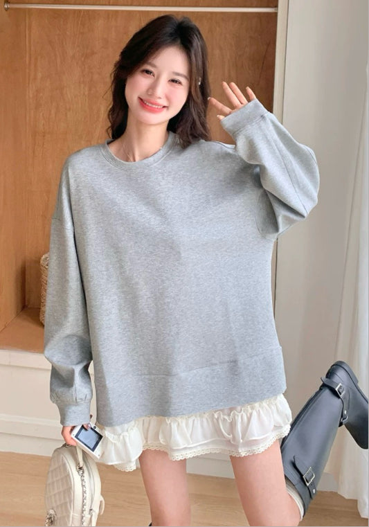 맨투맨 레이스 스커트