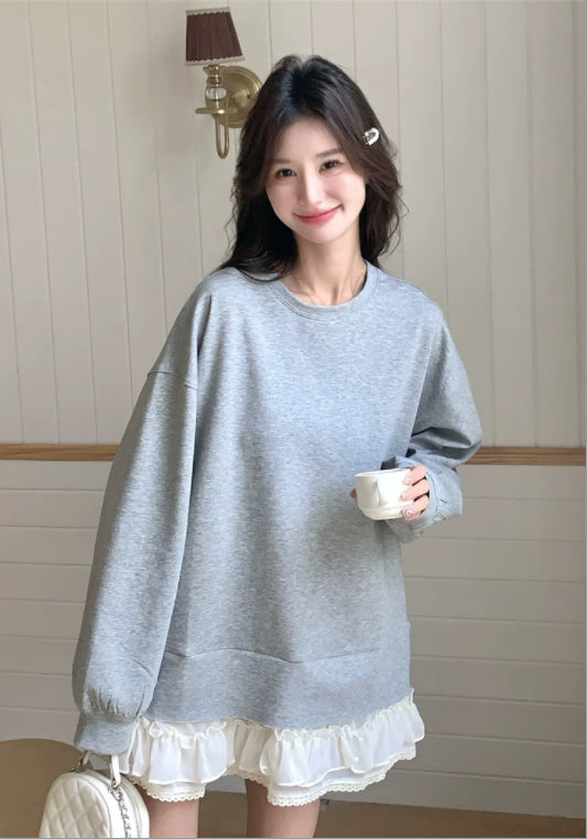 맨투맨 레이스 스커트