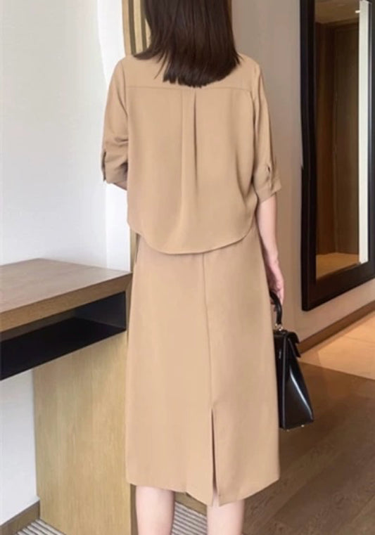 레이어드 아이스 실크 스커트