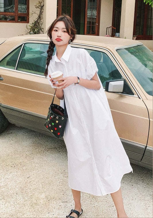 심플 화이트 셔츠 원피스