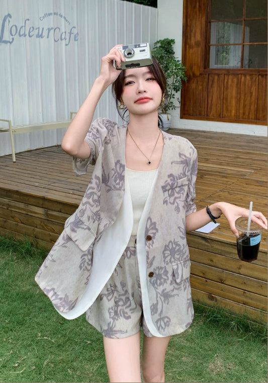 패턴 테일러드 투피스