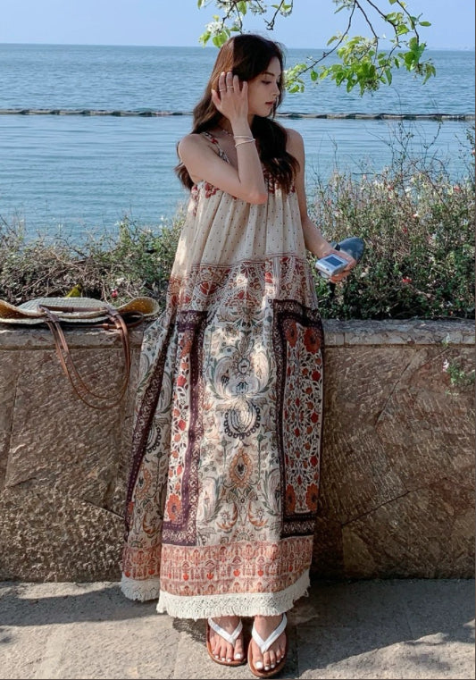 에스닉 스타일 슬리브리스 원피스