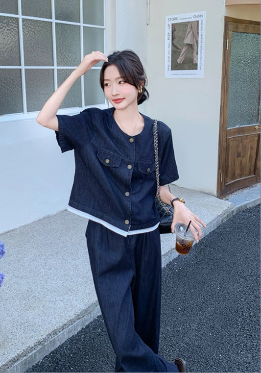 블루 데님 투피스