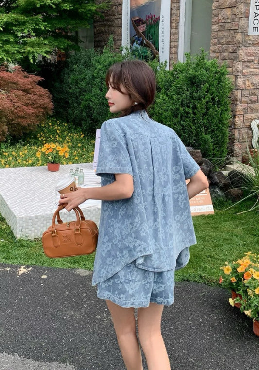 패턴 데님 세트업