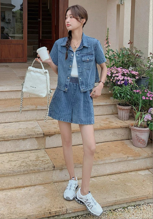 심플 데님 투피스