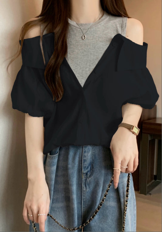 레이어드 오프숄더 셔츠