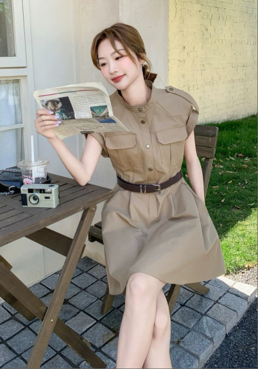 카키 워크웨어 미니스커트